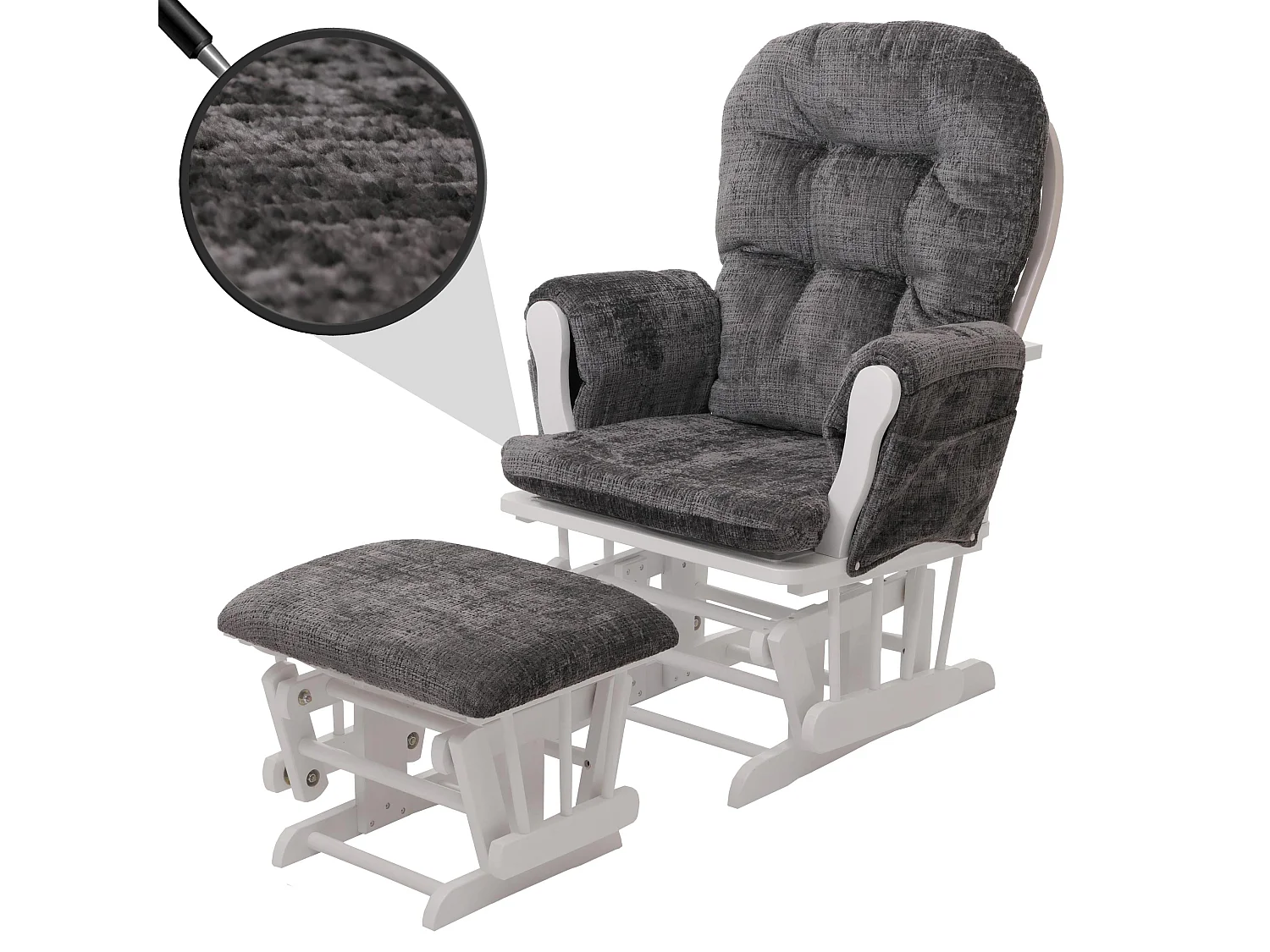 Fauteuil de relaxation MCW-C76,  gris foncé, piètement blanc