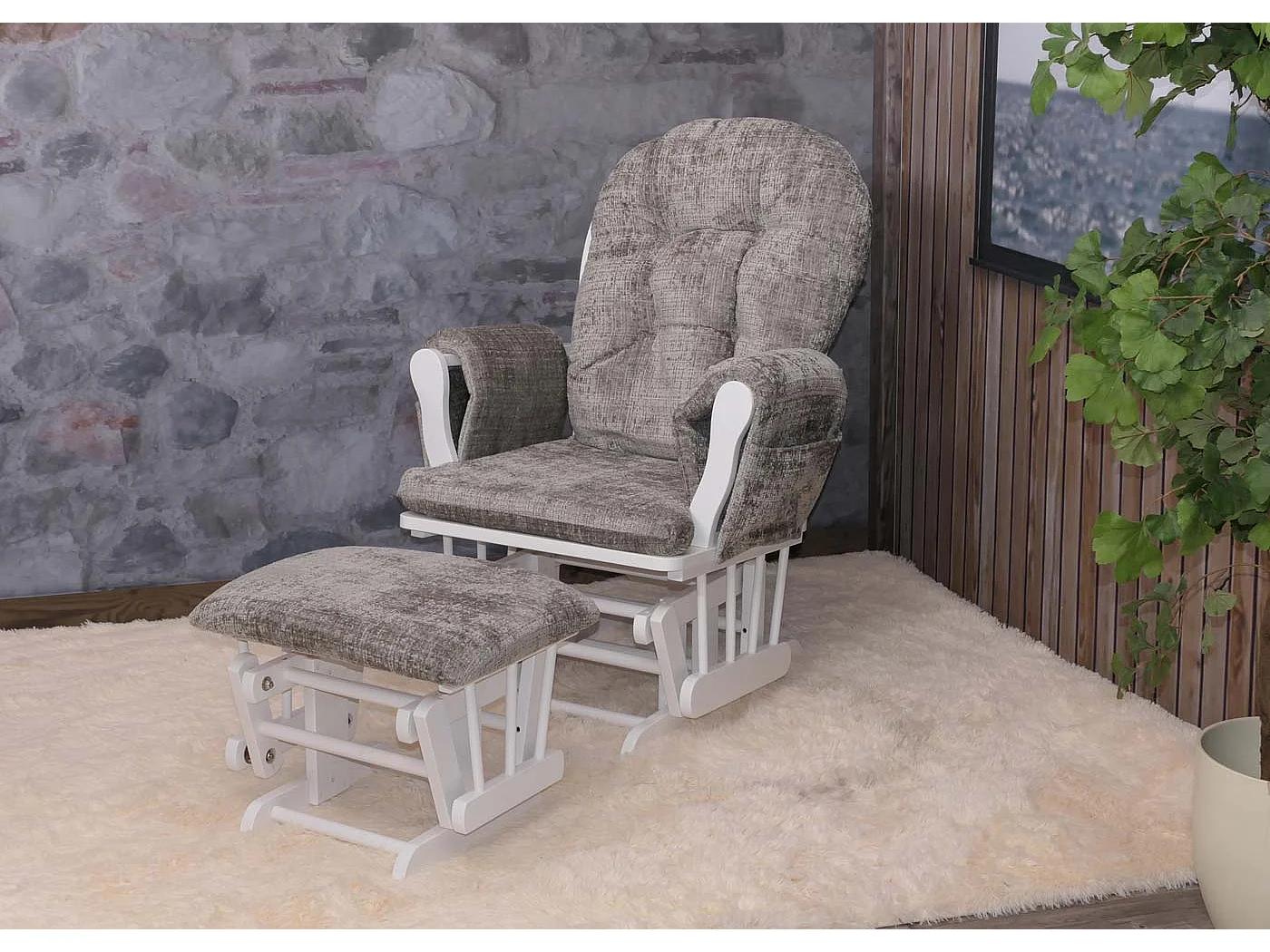 Fauteuil de relaxation MCW-C76,  gris clair, piètement blanc