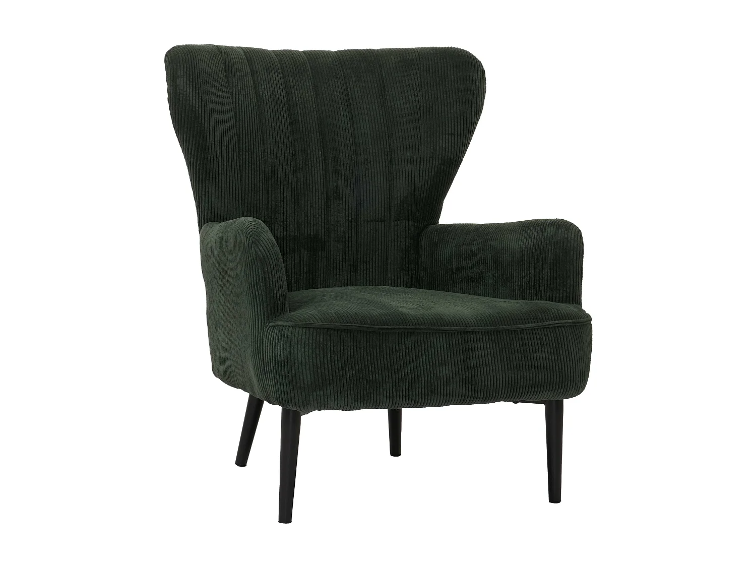 Poltrona MCW-K37, sedia cocktail imbottita retro vintage tessuto velluto a coste (290g/m²) Oeko-Tex ~ verde scuro