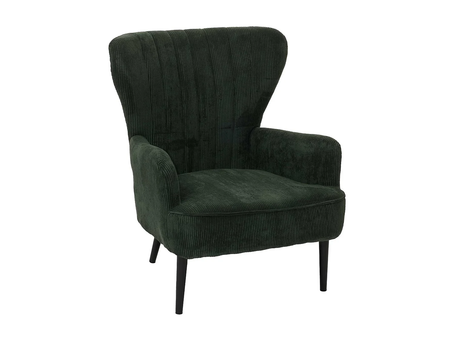 Poltrona MCW-K37, sedia cocktail imbottita retro vintage tessuto velluto a coste (290g/m²) Oeko-Tex ~ verde scuro