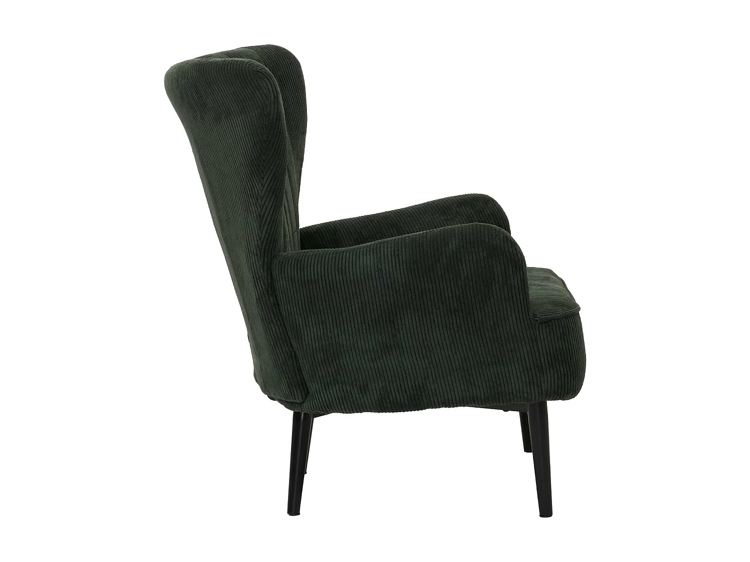 Poltrona MCW-K37, sedia cocktail imbottita retro vintage tessuto velluto a coste (290g/m²) Oeko-Tex ~ verde scuro