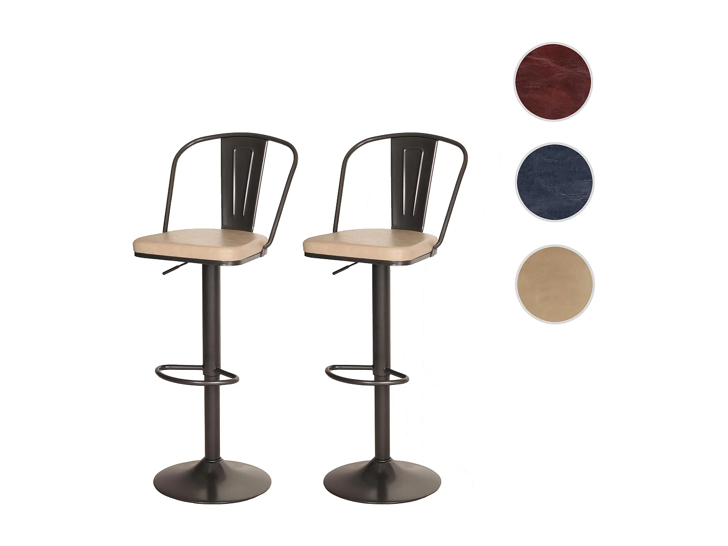 Banco de bar MCW-H10a (conjunto de 2),  bege vintage