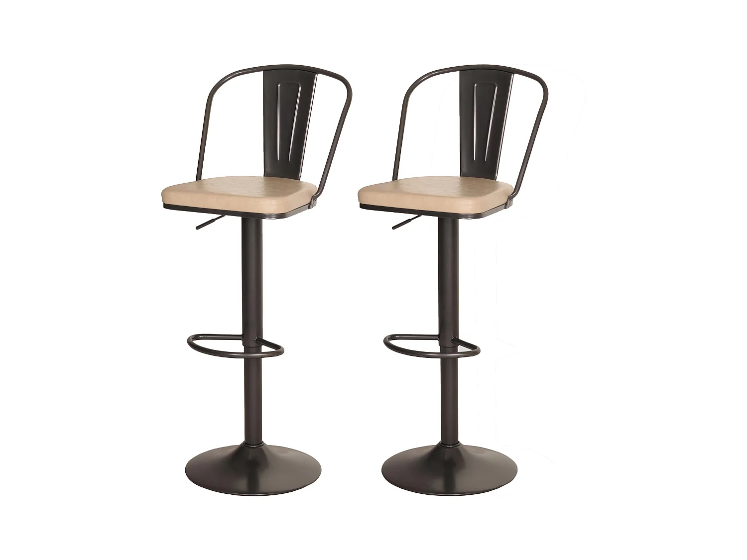 Tabouret de bar MCW-H10a (lot de 2),  vintage beige