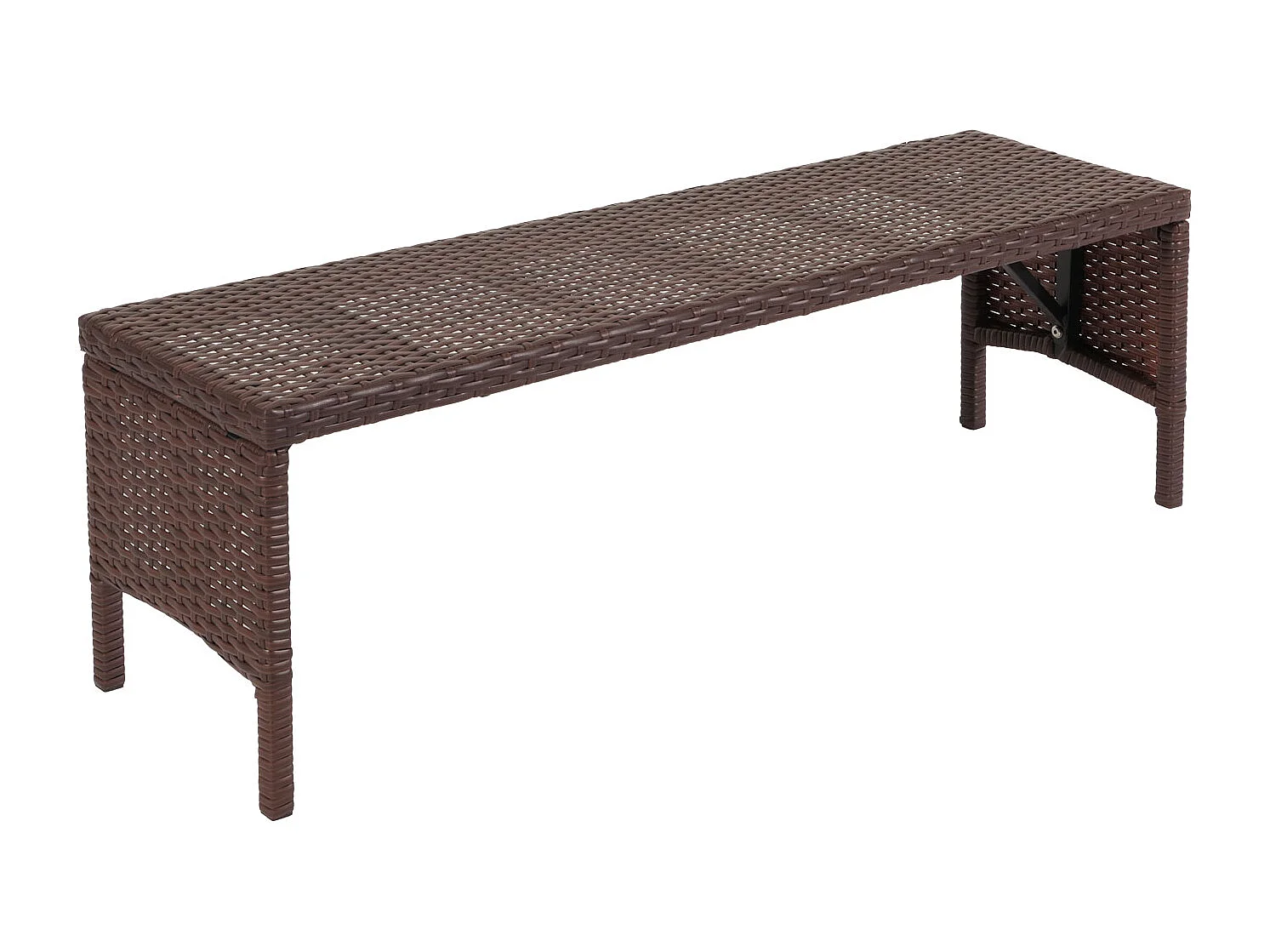 Banc en poly rotin MCW-G16,  brun, coussin crème