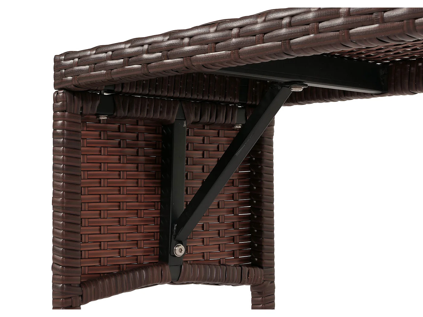 Banc en poly rotin MCW-G16,  brun, coussin crème