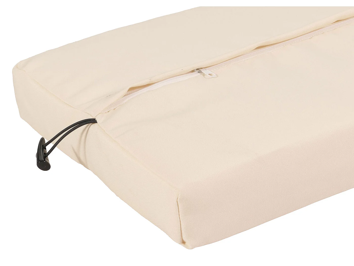 Banc en poly rotin MCW-G16,  brun, coussin crème