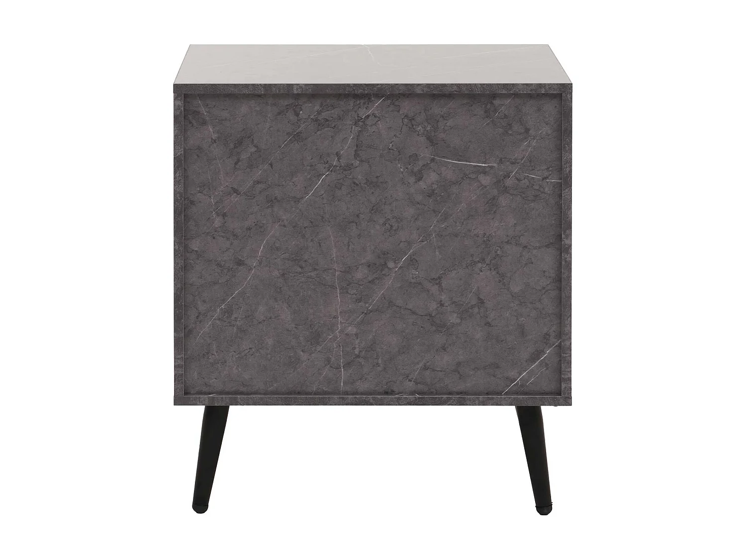 Comodino tavolino MCW-N89, tavolo d'appoggio, 2 cassetti in legno melaminico, 55x48x40cm ~ aspetto marmo grigio