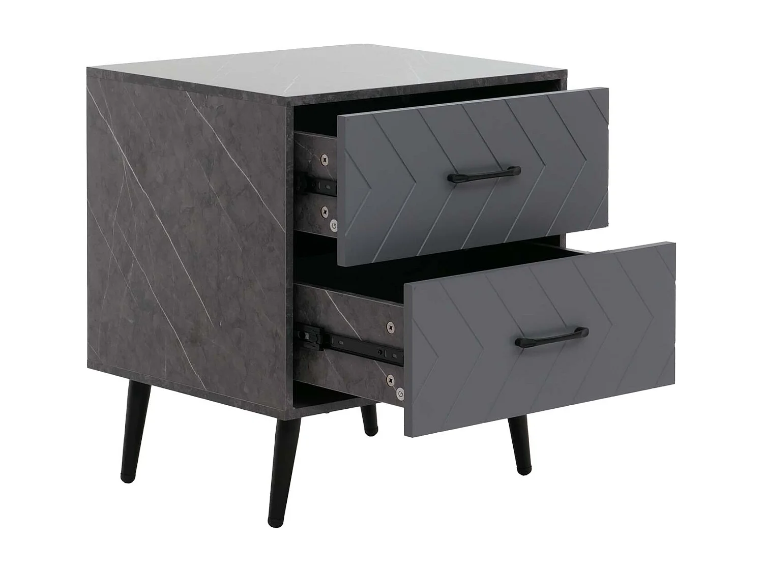 Nachttisch MCW-N89, Marmor-Optik grau