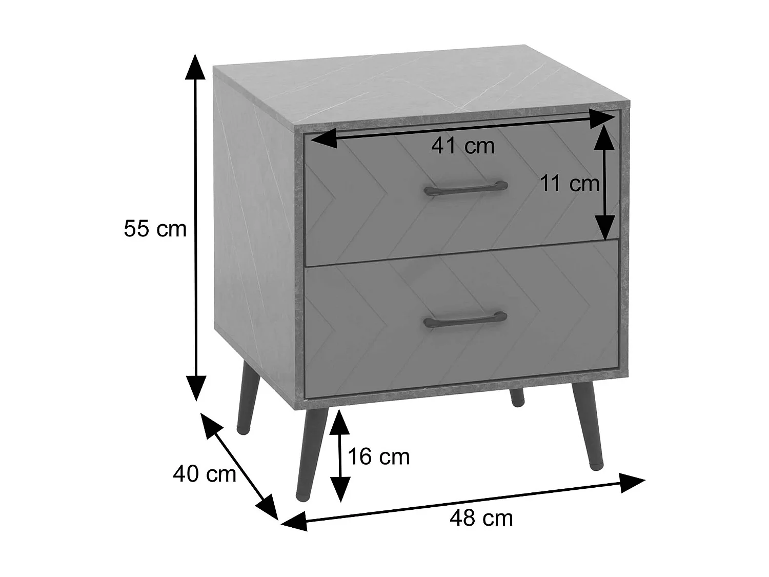 Table de chevet MCW-N89,  aspect marbre gris