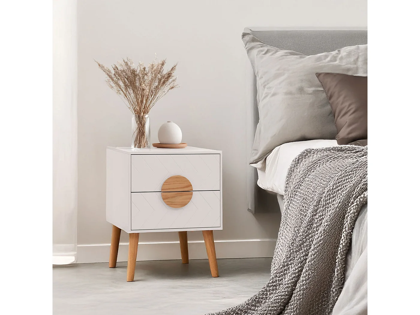 Table de chevet MCW-N89,  blanc