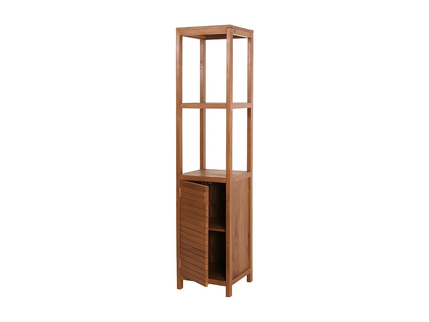 Scaffale alto in teak MCW-M84, armadietto colonna bagno, teak di qualità B (durame, 20-30 anni), 180x40cm
