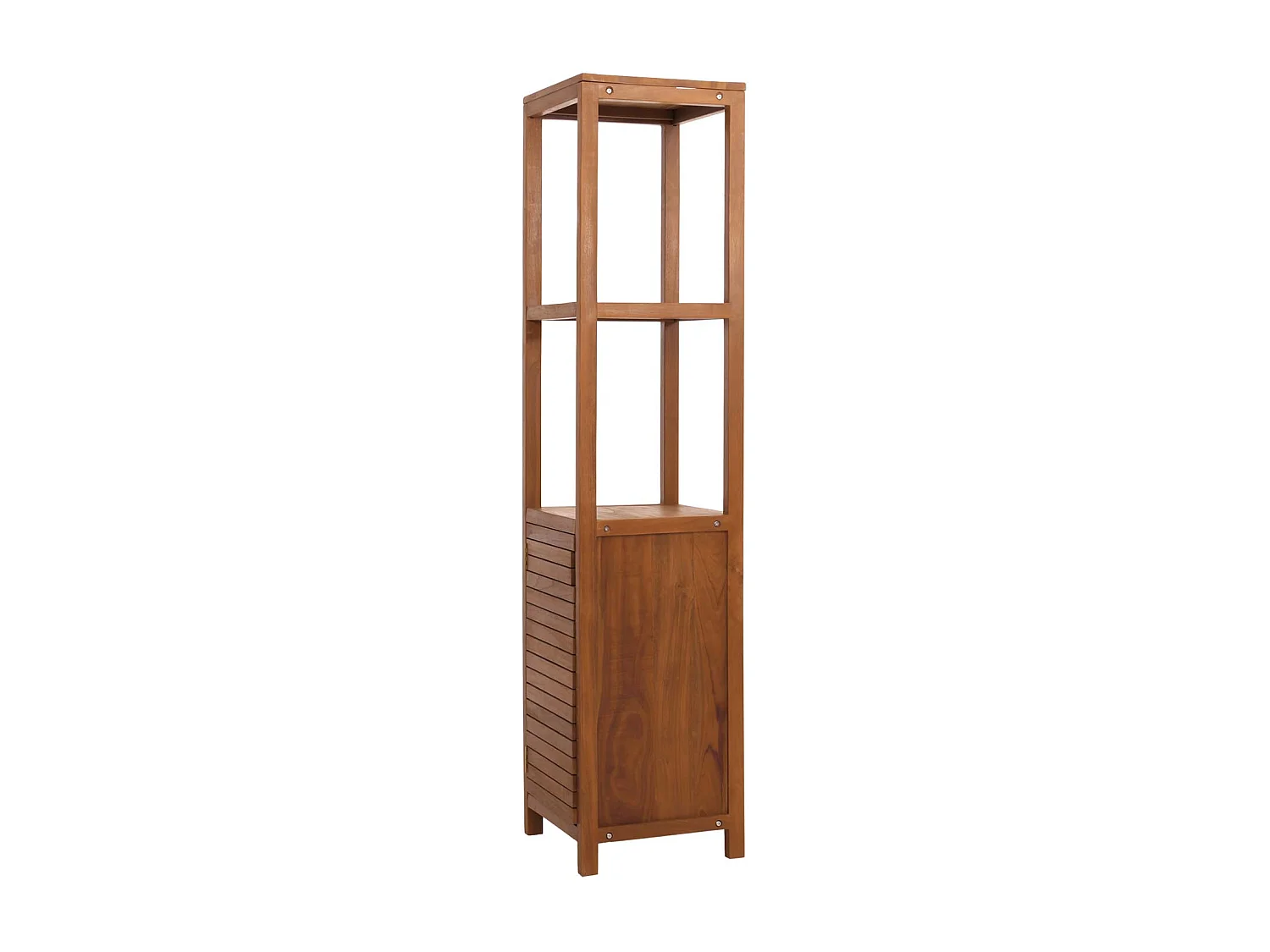 Scaffale alto in teak MCW-M84, armadietto colonna bagno, teak di qualità B (durame, 20-30 anni), 180x40cm