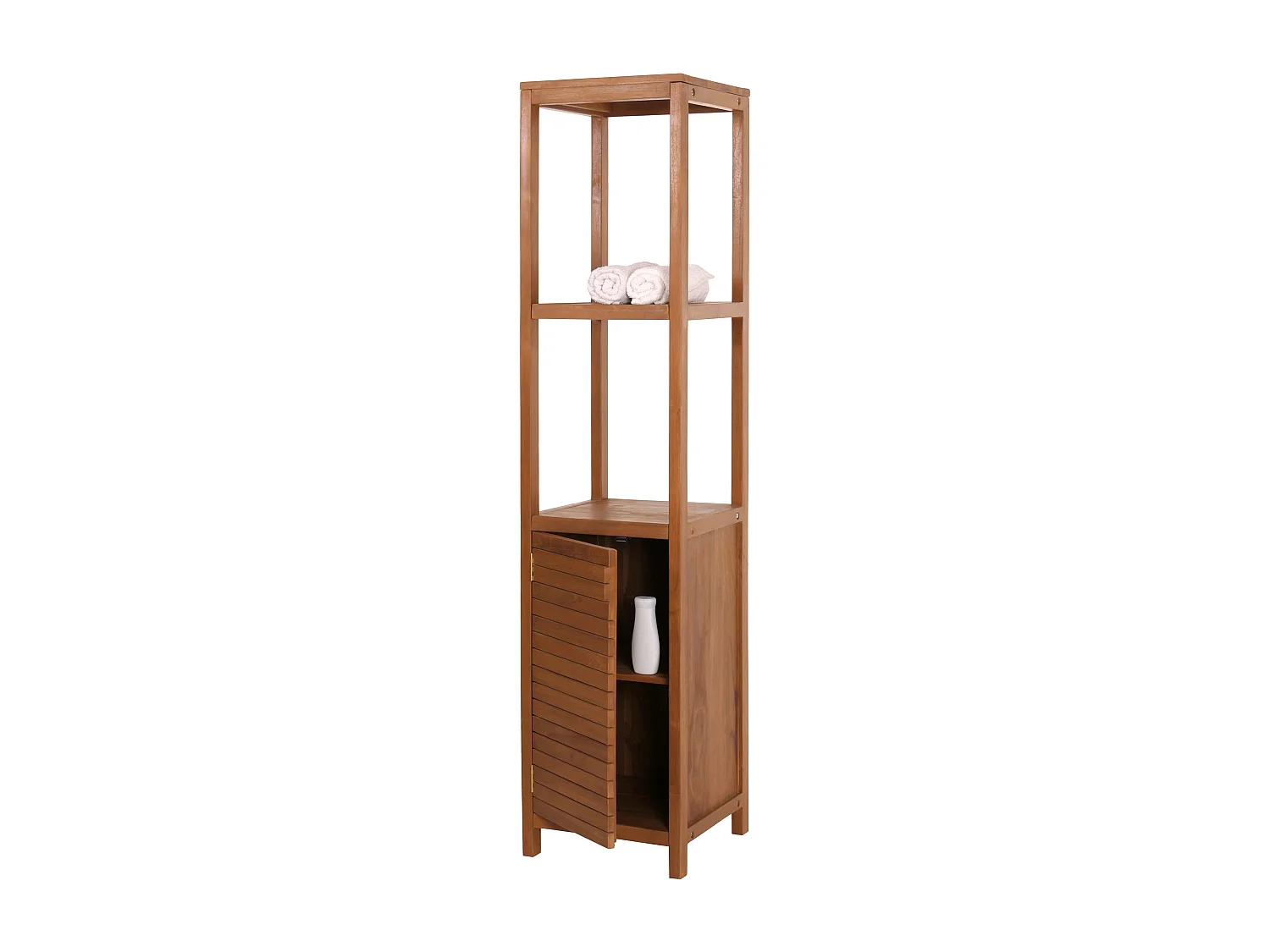 Teak-Regal MCW-M84, Badschrank Badregal Badezimmer, hochwertiges B-Grade-Teak (Kernholz, 20-30 Jahre), 180x40cm