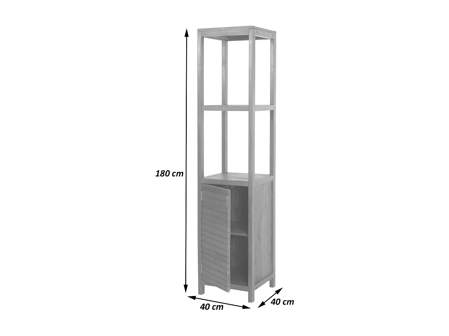 Teak-Regal MCW-M84, Badschrank Badregal Badezimmer, hochwertiges B-Grade-Teak (Kernholz, 20-30 Jahre), 180x40cm