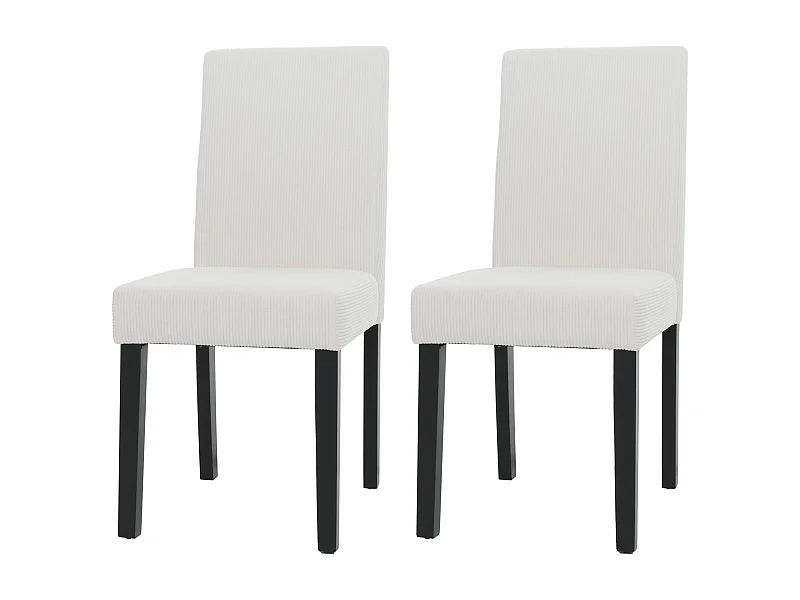 Set 2x sedie Littau tessuto a coste soggiorno cucina sala da pranzo legno 90x42x50cm avorio gambe scure