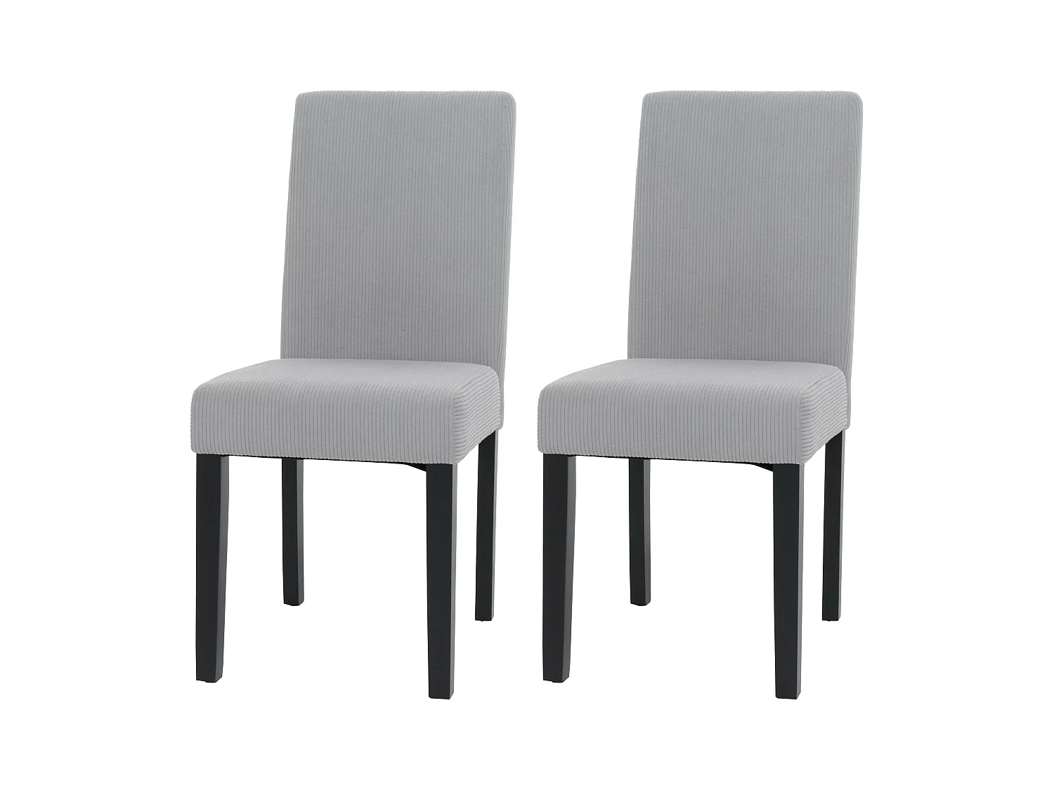 Eetkamerstoel Littau Cord (set van 2),  lichtgrijs, donkere poten