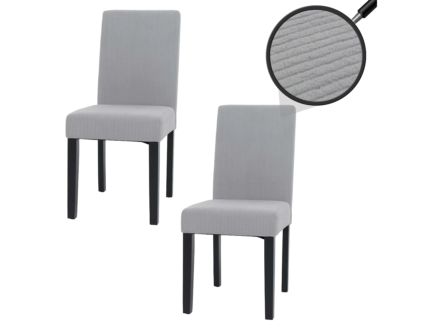 Chaise de salle à manger Littau Velours (lot de 2),  gris clair, pieds foncés