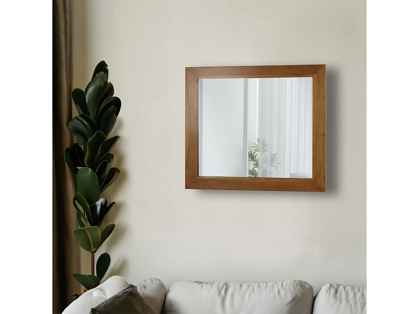 Miroir mural en teck MCW-M75