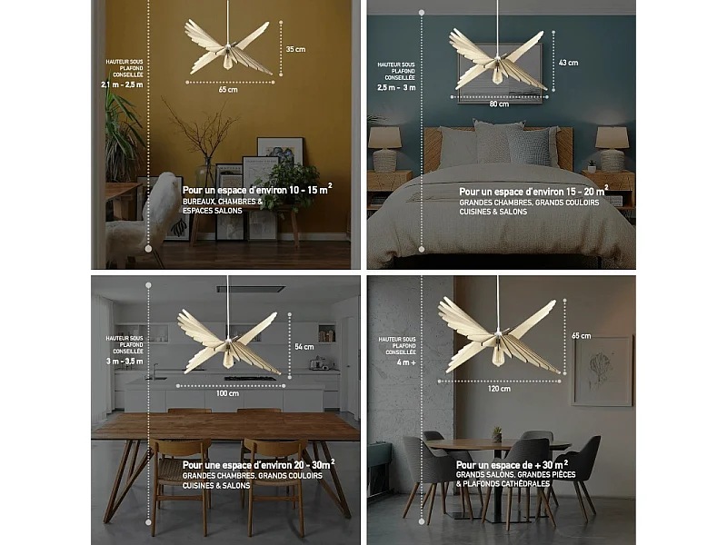 Suspension Led bois 100 cm - Atelier Loupiote - Albatros