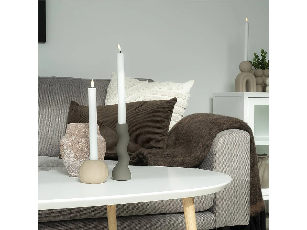 COLINE - Coussin Déco Carré Rayé Graphique Velours Ivoire