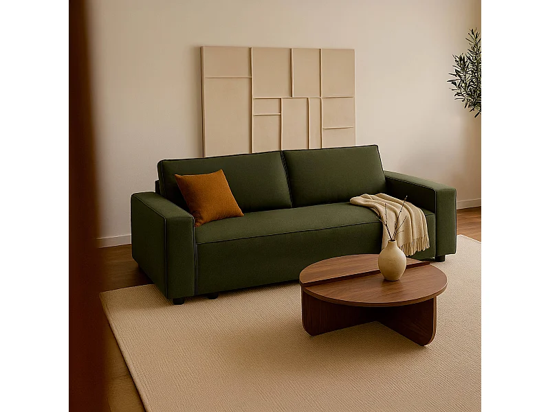 Canapé convertible en tissu 3 places vert