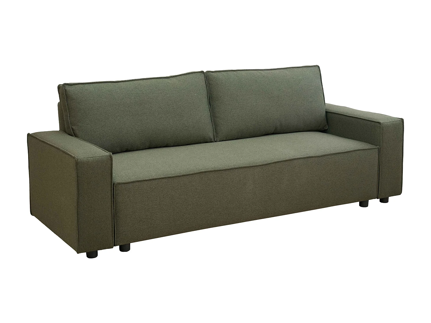 Canapé convertible en tissu 3 places vert L 220 cm