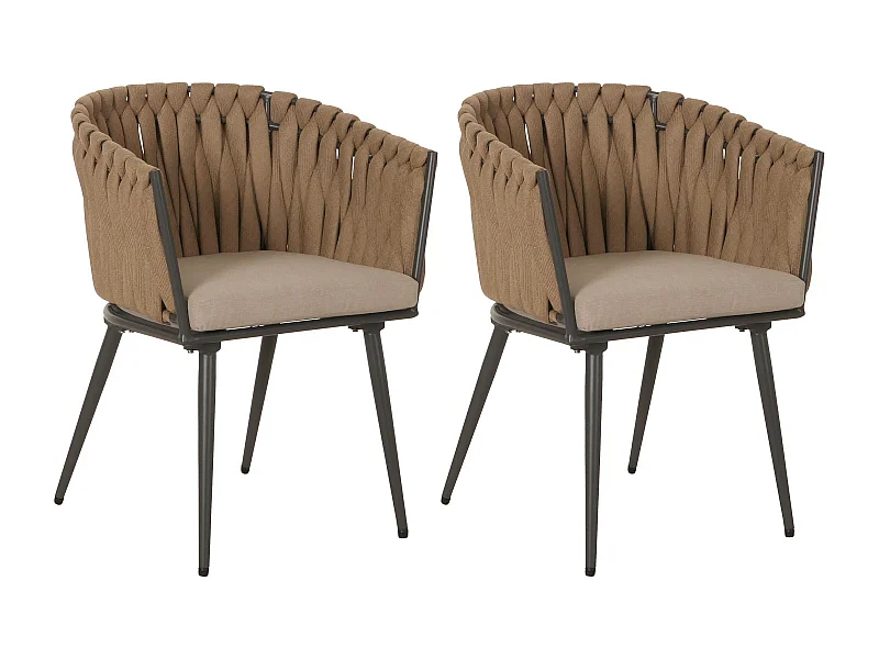 Chaise de salle à manger MCW-N38 (lot de 2),  beige Coussin marron clair