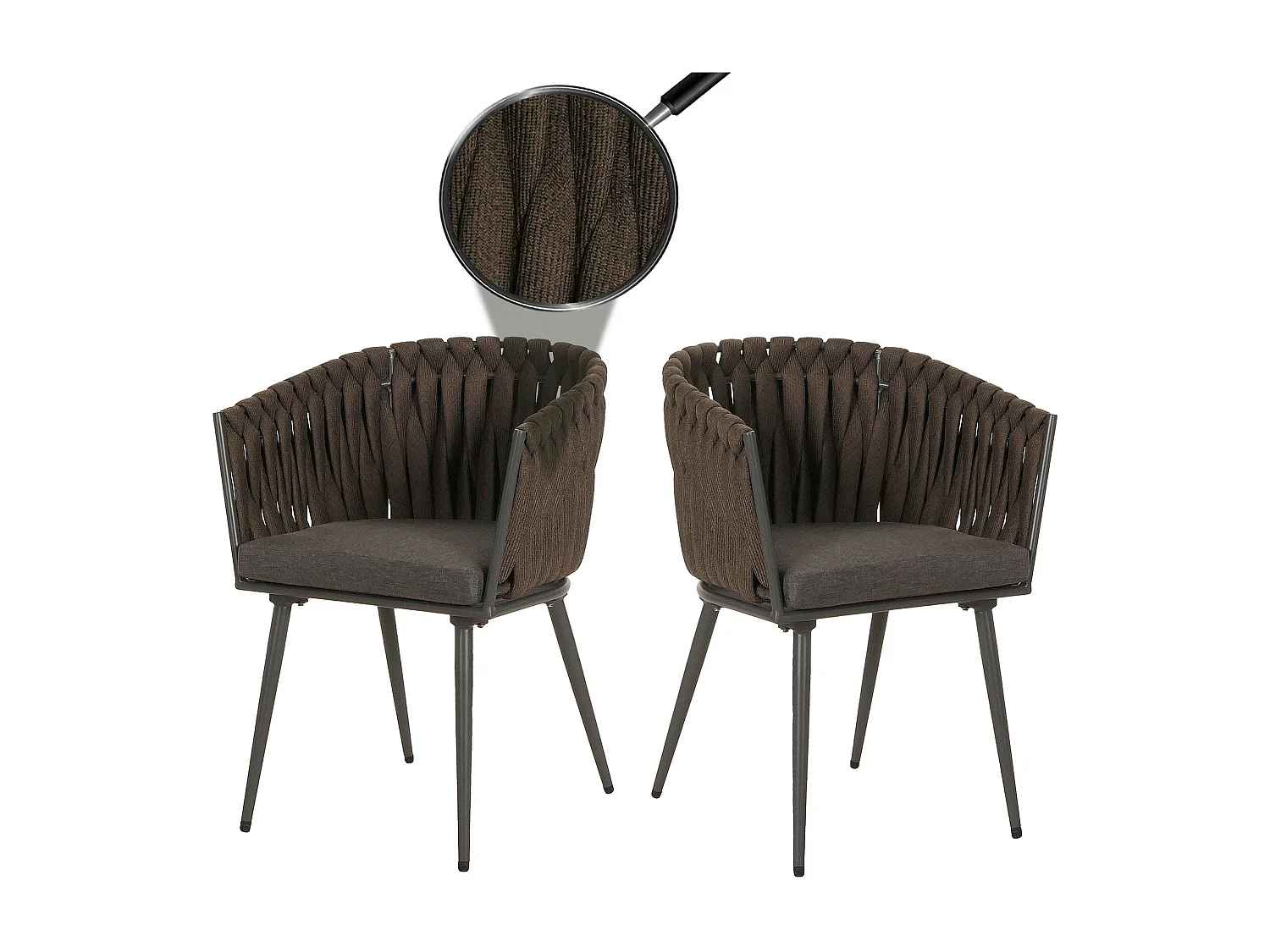 Chaise de salle à manger MCW-N38 (lot de 2),  marron Coussin gris foncé