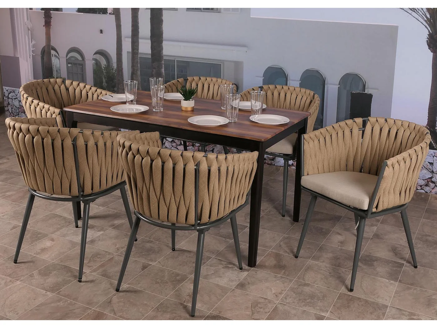 Chaise de salle à manger MCW-N38 (lot de 2),  marron Coussin gris foncé