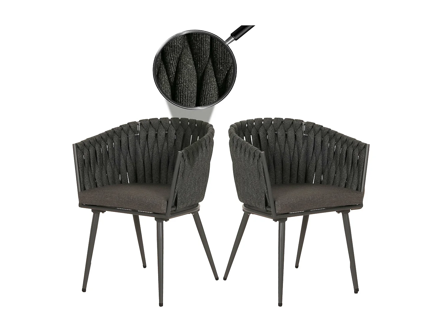 Chaise de salle à manger MCW-N38 (lot de 2),  anthracite Coussin gris foncé