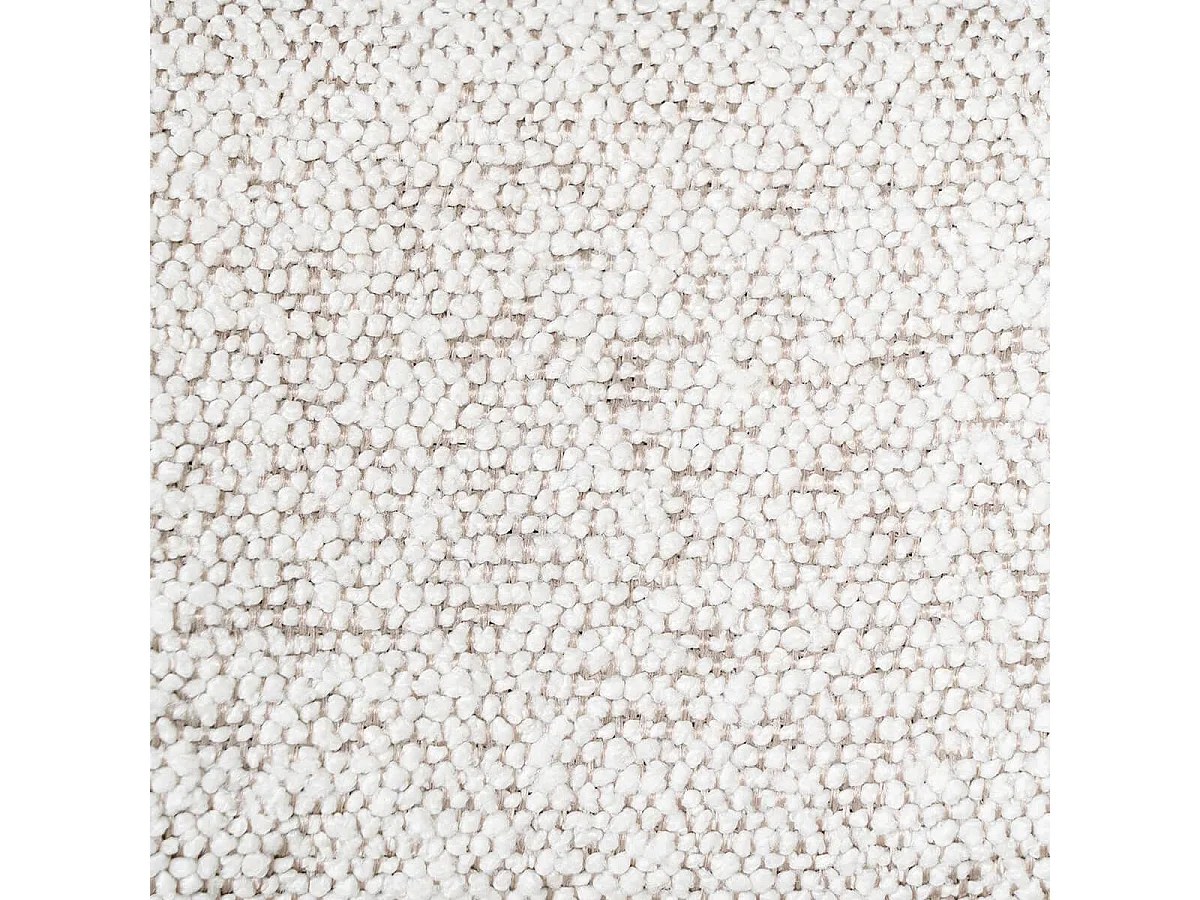 LOANA - Chaise Haute Tissu Bouclé Blanc Chiné Dossier et Pieds Métal Noir