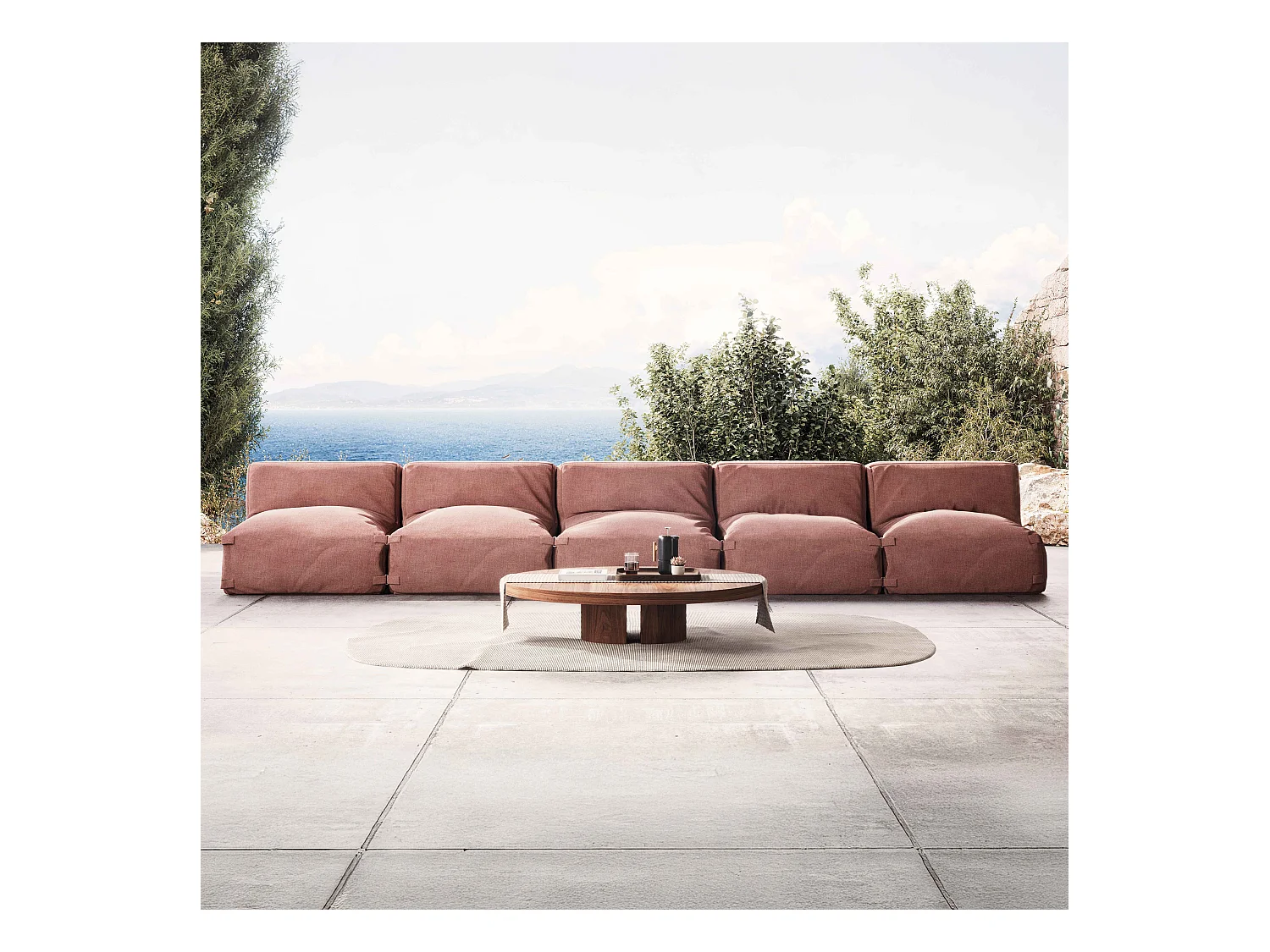 Salon de jardin modulable 5 places terracotta - Mixi