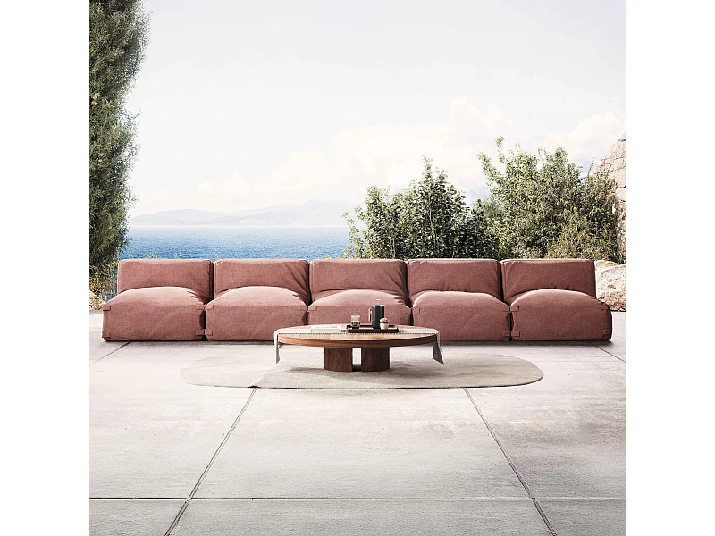 Modulair terracotta tuinmeubel met 5 zitplaatsen