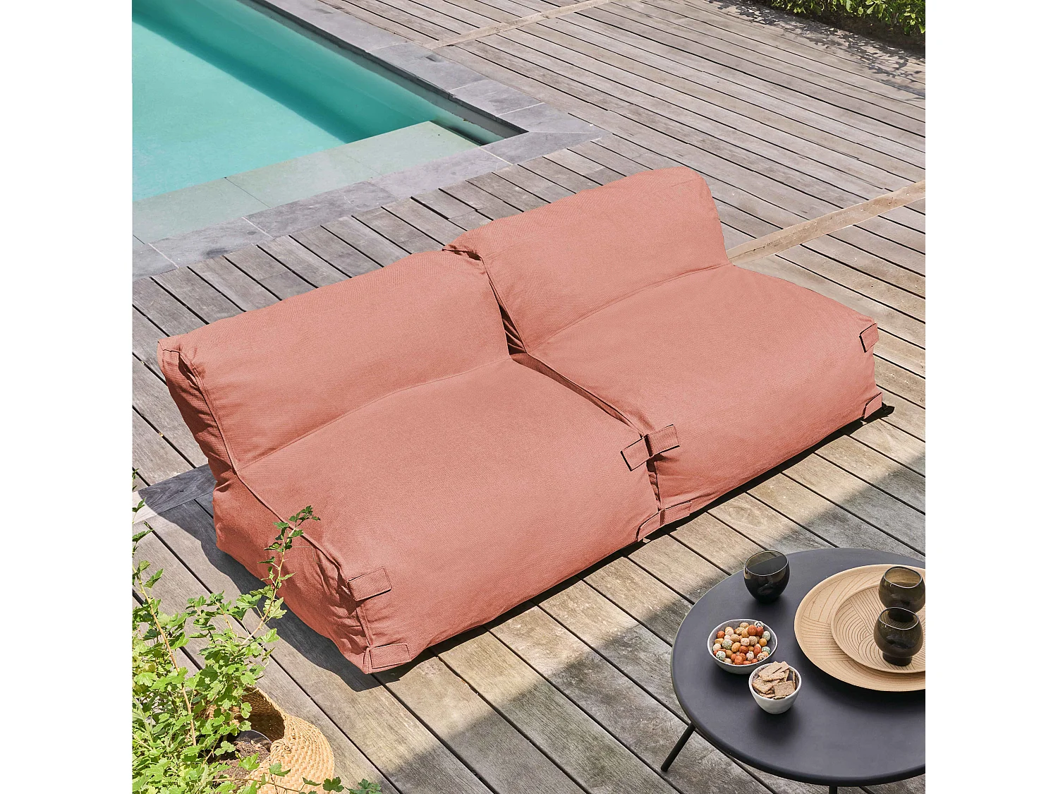 Modulair terracotta tuinmeubel met 2 zitplaatsen