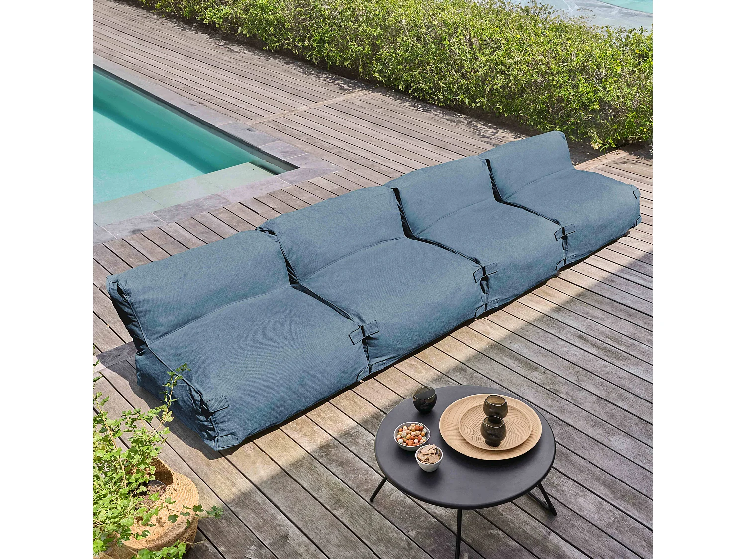 Salon de jardin modulable 4 places bleu pacific - Mixi