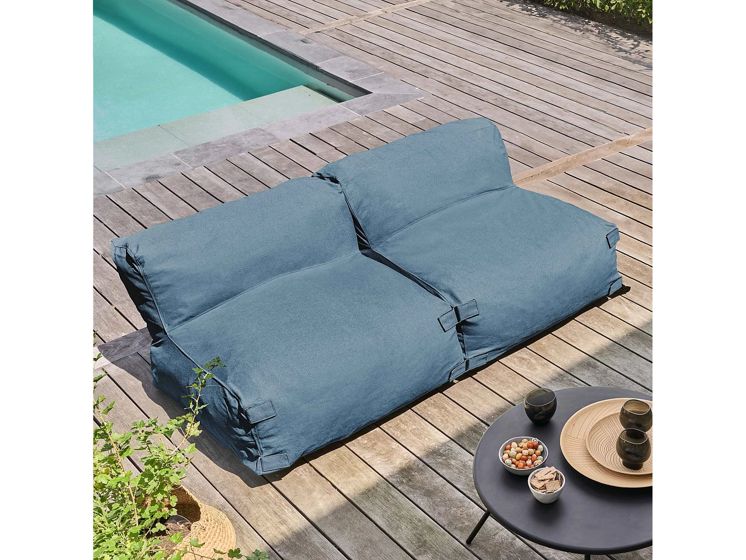 Salon de jardin modulable 2 places bleu pacific - Mixi