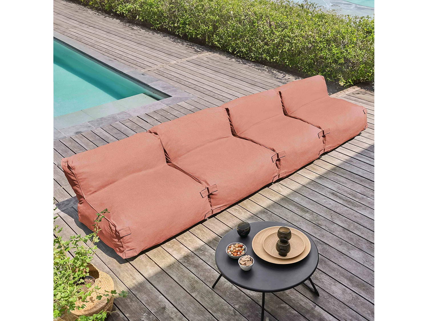 Salon de jardin modulable 4 places terracotta - Mixi