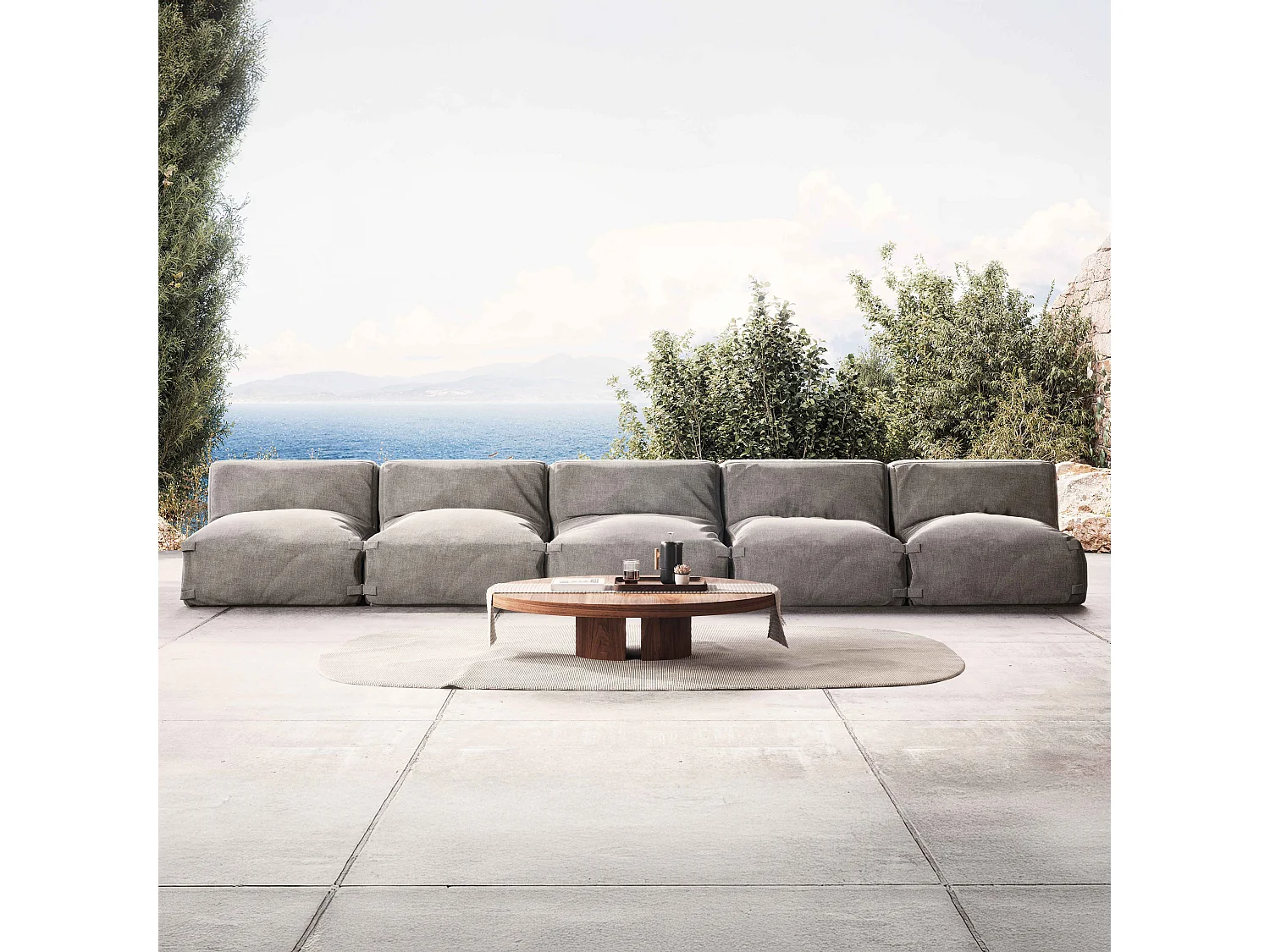 Salon de jardin modulable 5 places gris - Mixi