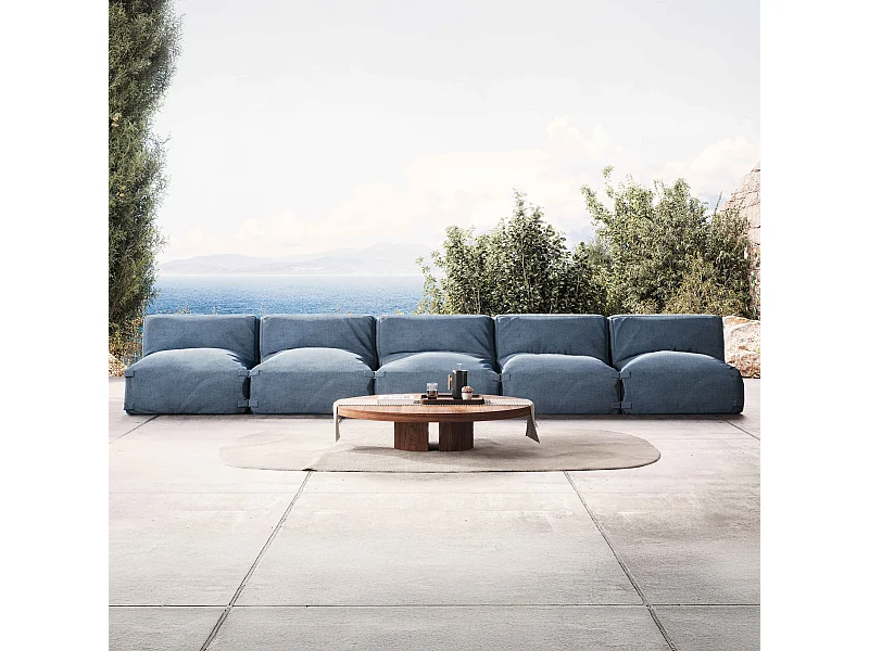 Salon de jardin modulable 5 places bleu pacific - Mixi