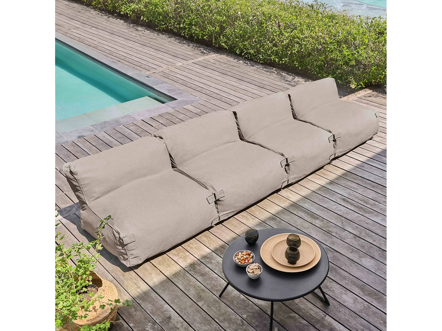 Salon de jardin modulable 4 places beige - Mixi