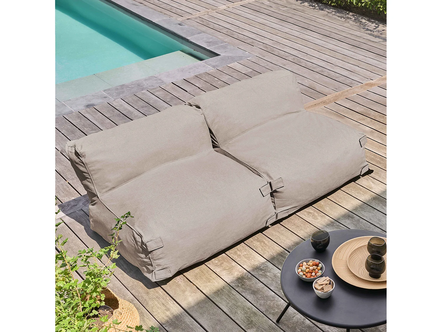 Salon de jardin modulable 2 places beige - Mixi