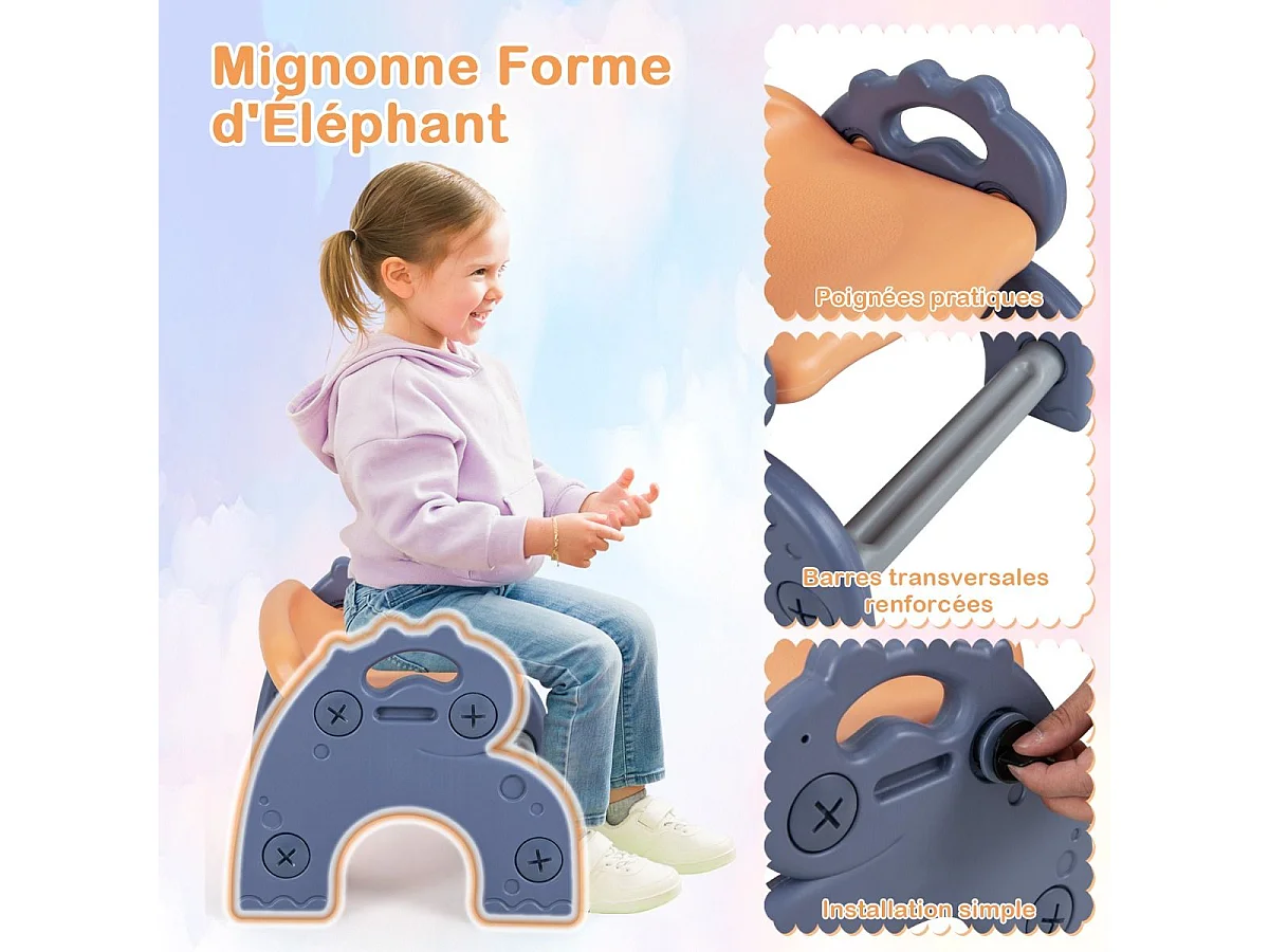 6 en 1 Table Enfant Pliable avec Chaise et Plateau Double Face & Réglable Chevalet Enfants en HDPE avec 105 Blocs & 6 Marqueurs & 1 Gomme Charge 75kg