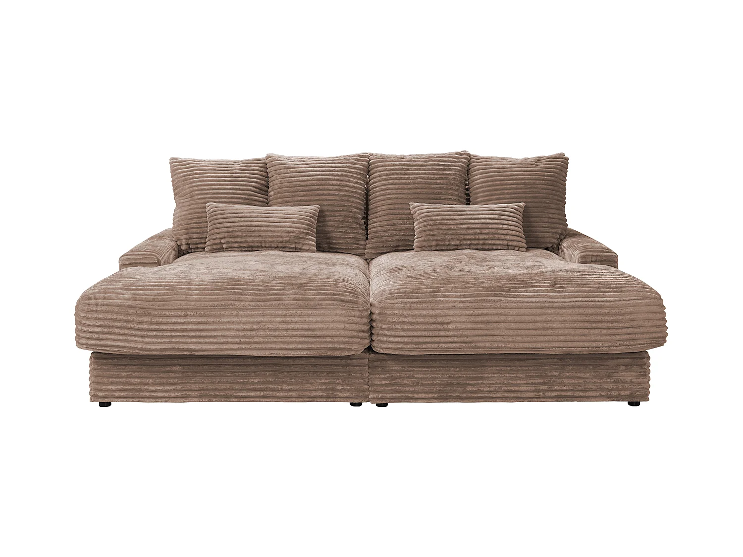 3-personers sofa med dyb siddekomfort, med fløjlsofa i taupe-farvet groft jernbænkstolperikbsfløjl, CALAZO fra Pascal Morabito