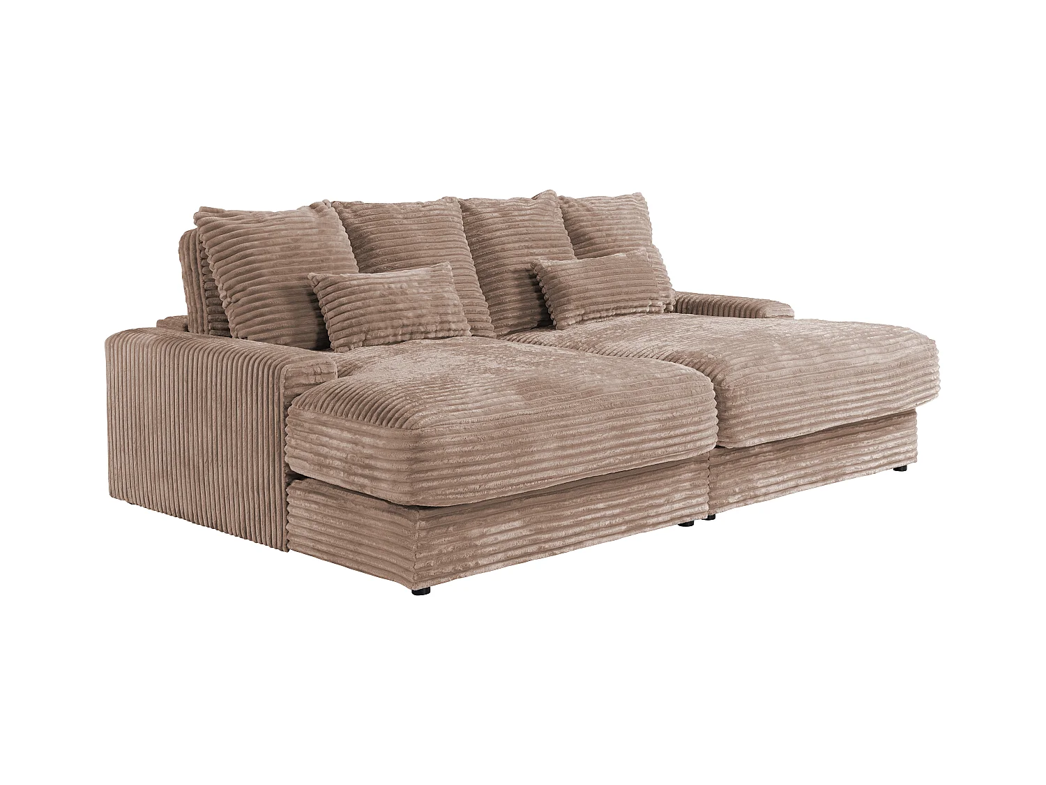 3-personers sofa med dyb siddekomfort, med fløjlsofa i taupe-farvet groft jernbænkstolperikbsfløjl, CALAZO fra Pascal Morabito