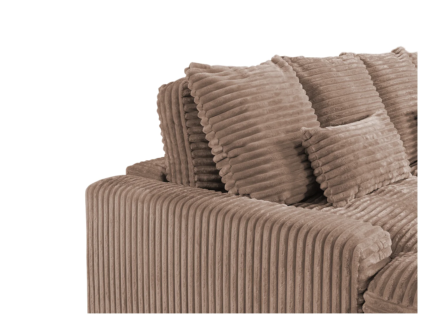 3-personers sofa med dyb siddekomfort, med fløjlsofa i taupe-farvet groft jernbænkstolperikbsfløjl, CALAZO fra Pascal Morabito