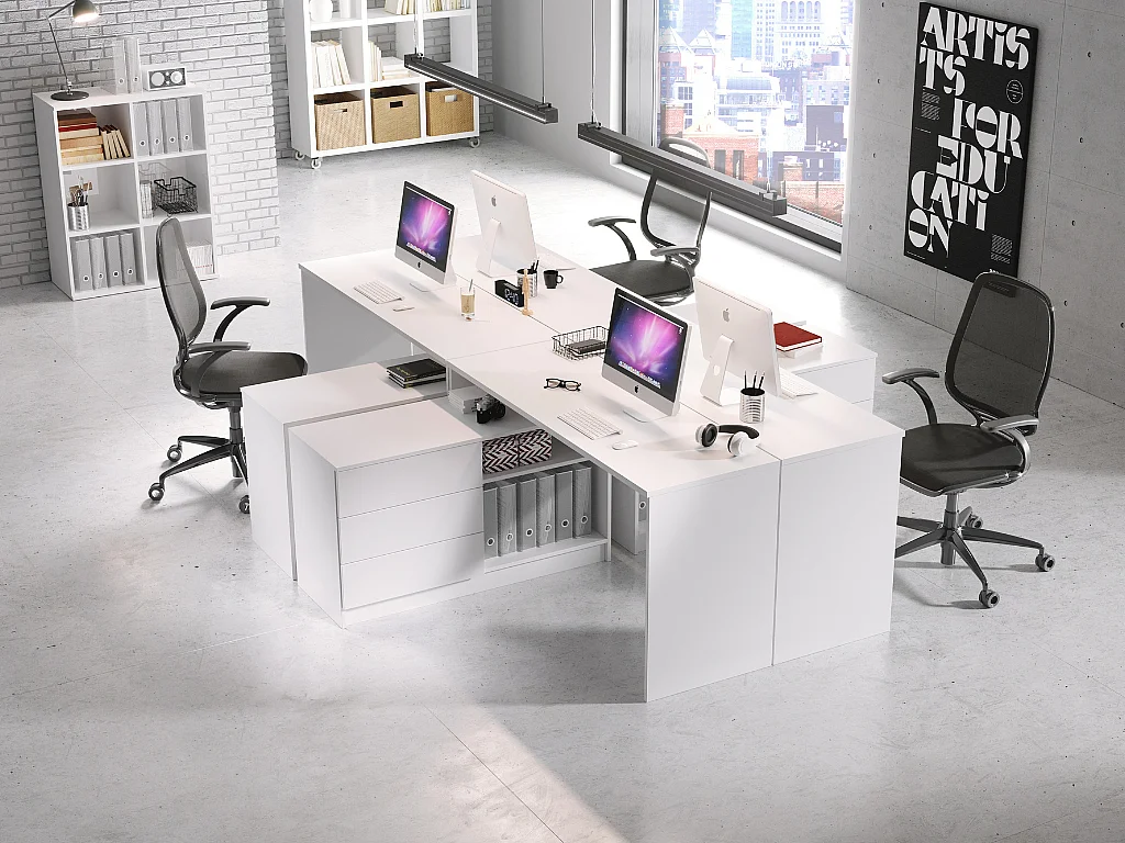 Secretária c/armário AMBIHOME THEO Branco 110x76x138cm