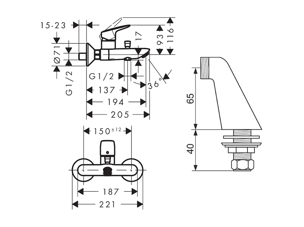 Mitigeur baignoire mécanique HANSGROHE Logis avec colonnettes