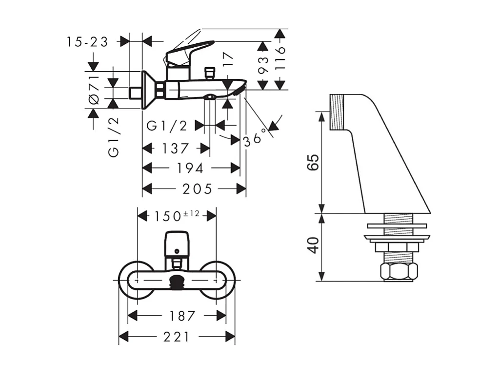 Mitigeur baignoire mécanique HANSGROHE Logis avec colonnettes