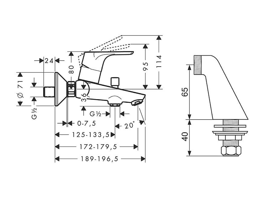 Mitigeur baignoire mécanique HANSGROHE Focus C2 chromé avec colonnettes