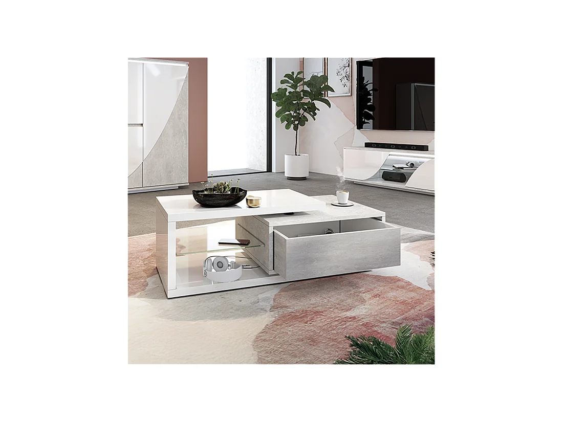 Table basse Blanc Laqué - LUNEA